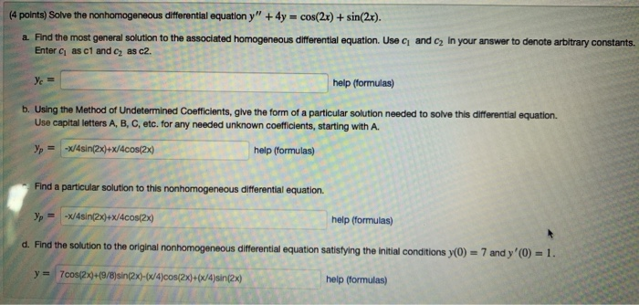 Solved 5 Points Solve The Nonhomogeneous Differential