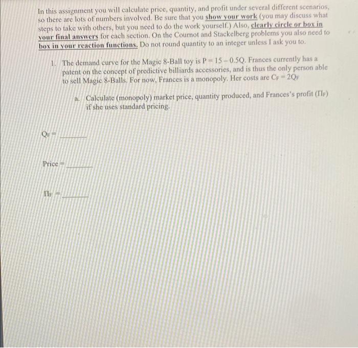 Solved In this assignment you will calculate price, | Chegg.com