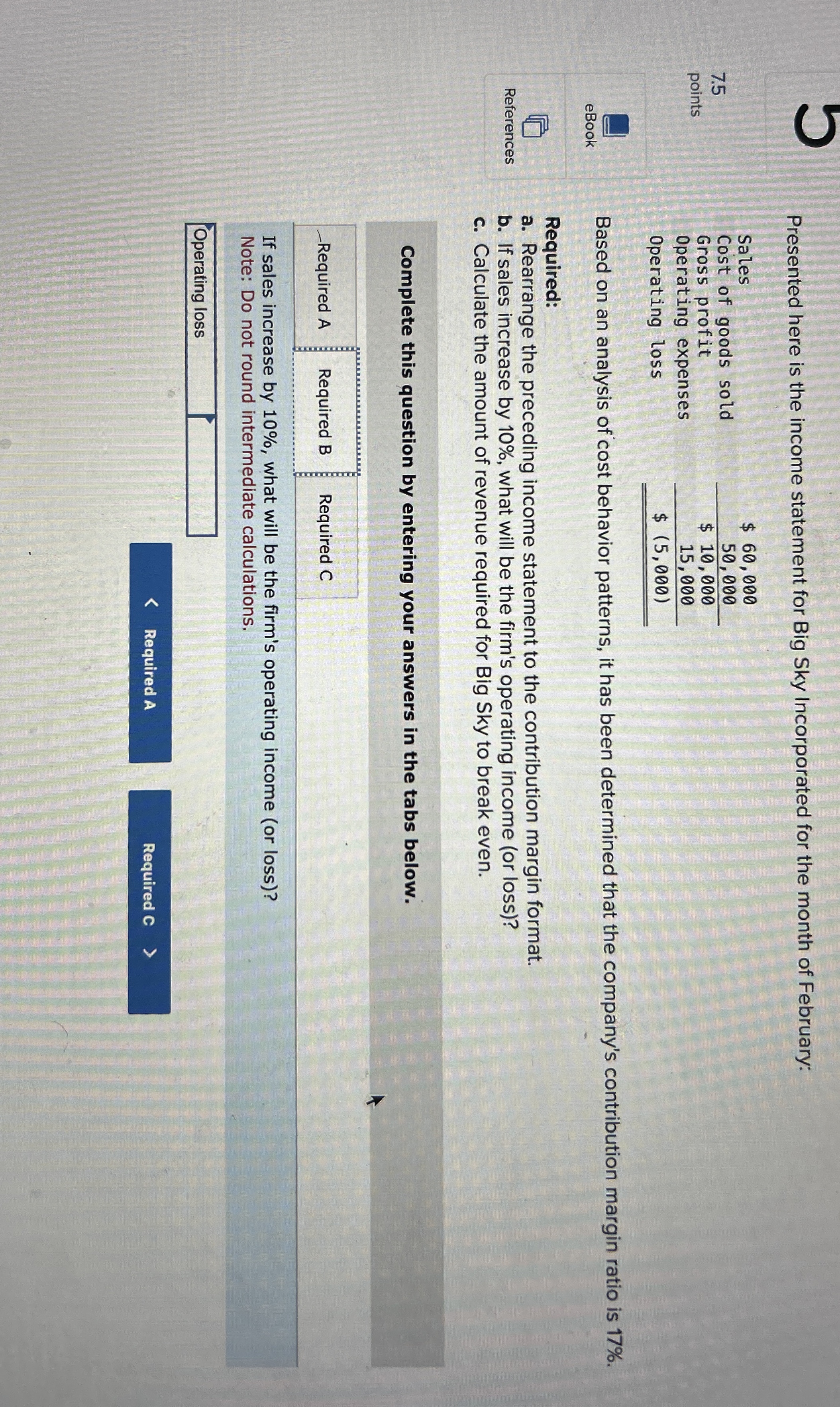 Solved Hi! ﻿I need help finding the operating loss. Make | Chegg.com