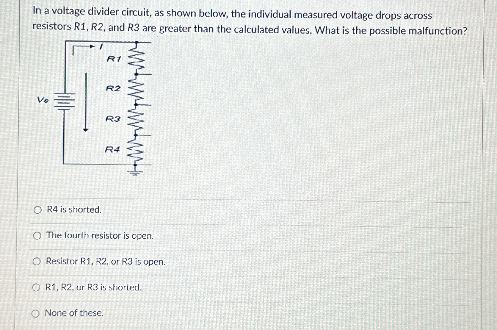 Solved In a voltage divider circuit, as shown below, the | Chegg.com