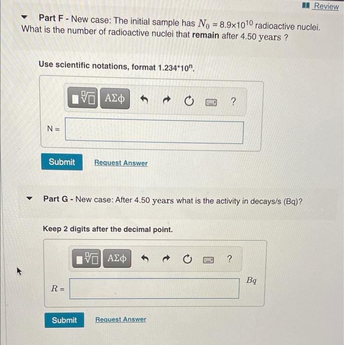 Solved Learning Goal: Radioactive decay - Half-life Part - | Chegg.com