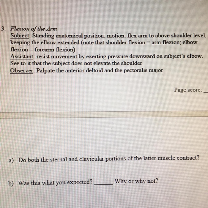 3. Flexion of the Arm Subject: Standing anatomical | Chegg.com