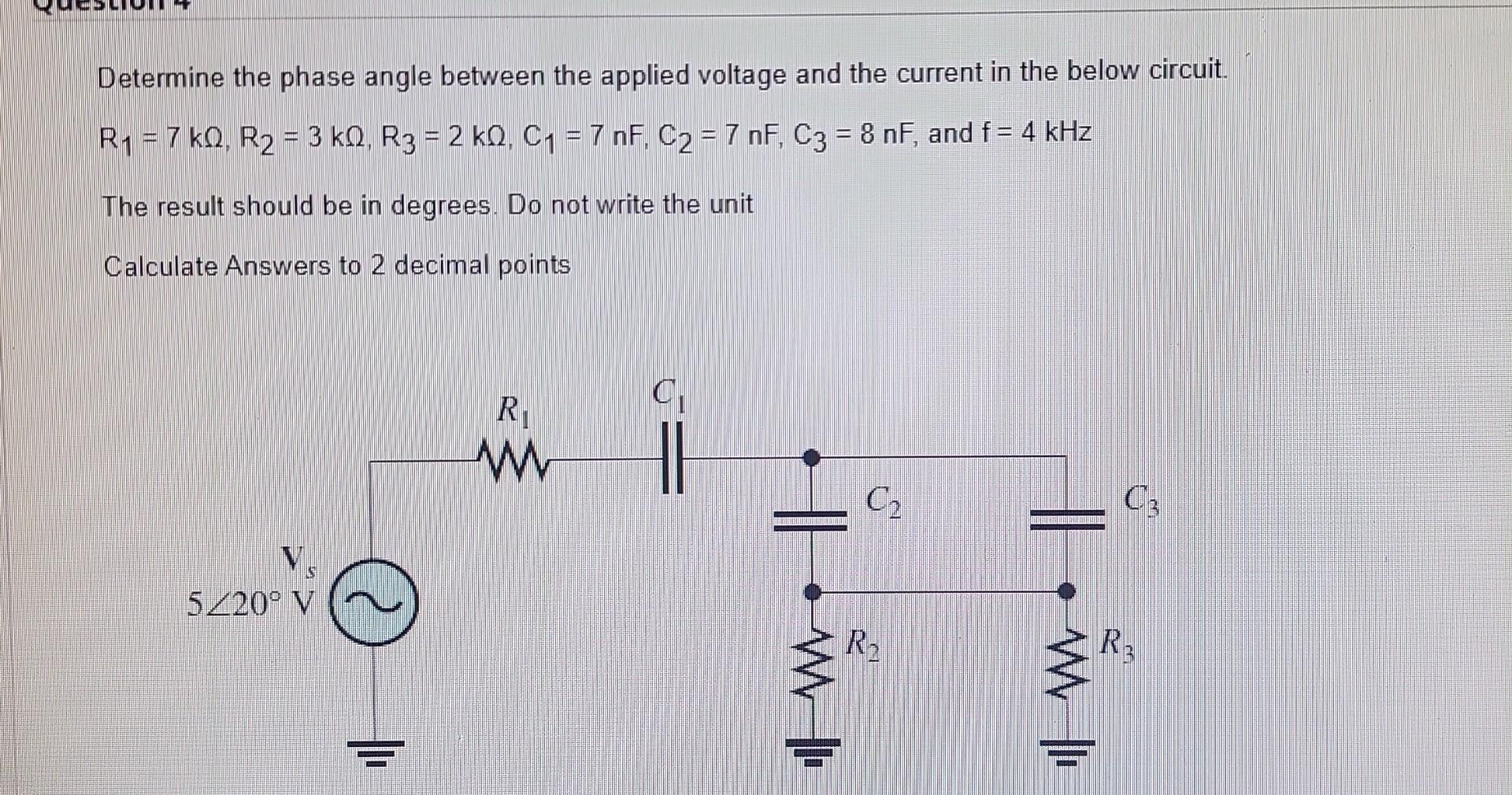 Solved Determine the phase angle between the applied voltage