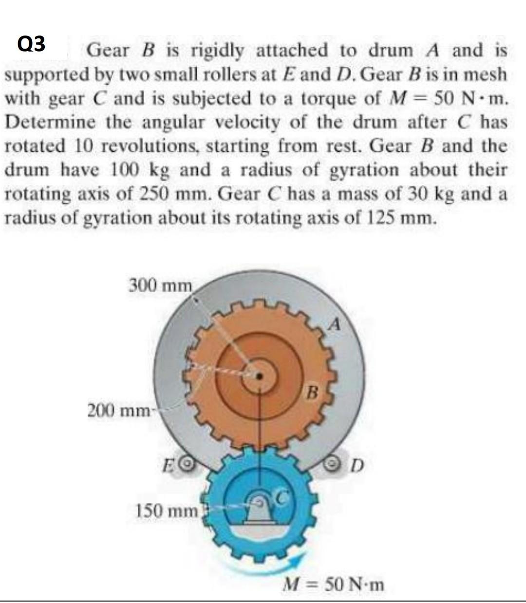 Solved Q3 Gear B is rigidly attached to drum A and is