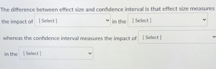 Solved The difference between effect size and confidence | Chegg.com