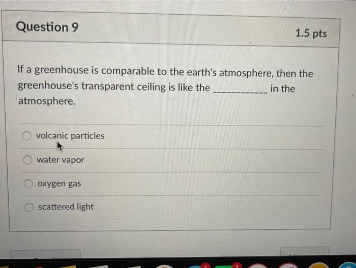 Solved Question 9 1.5 pts If a greenhouse is comparable to | Chegg.com