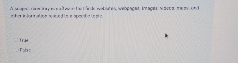 Solved A Subject Directory Is Software That Finds Websites Chegg