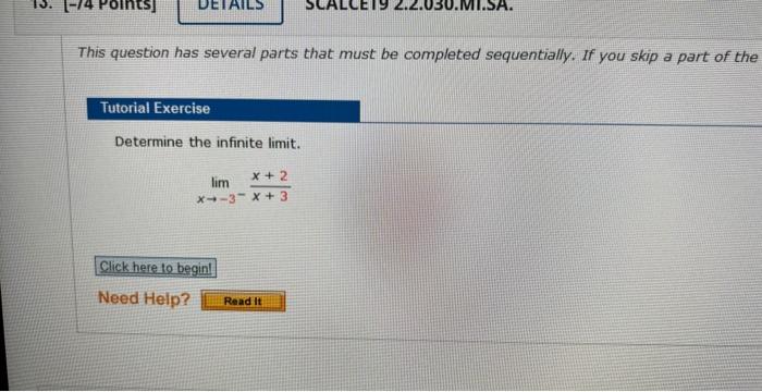 This question has several parts that must be completed sequentially. If you skip a part of the
Tutorial Exercise
Determine th