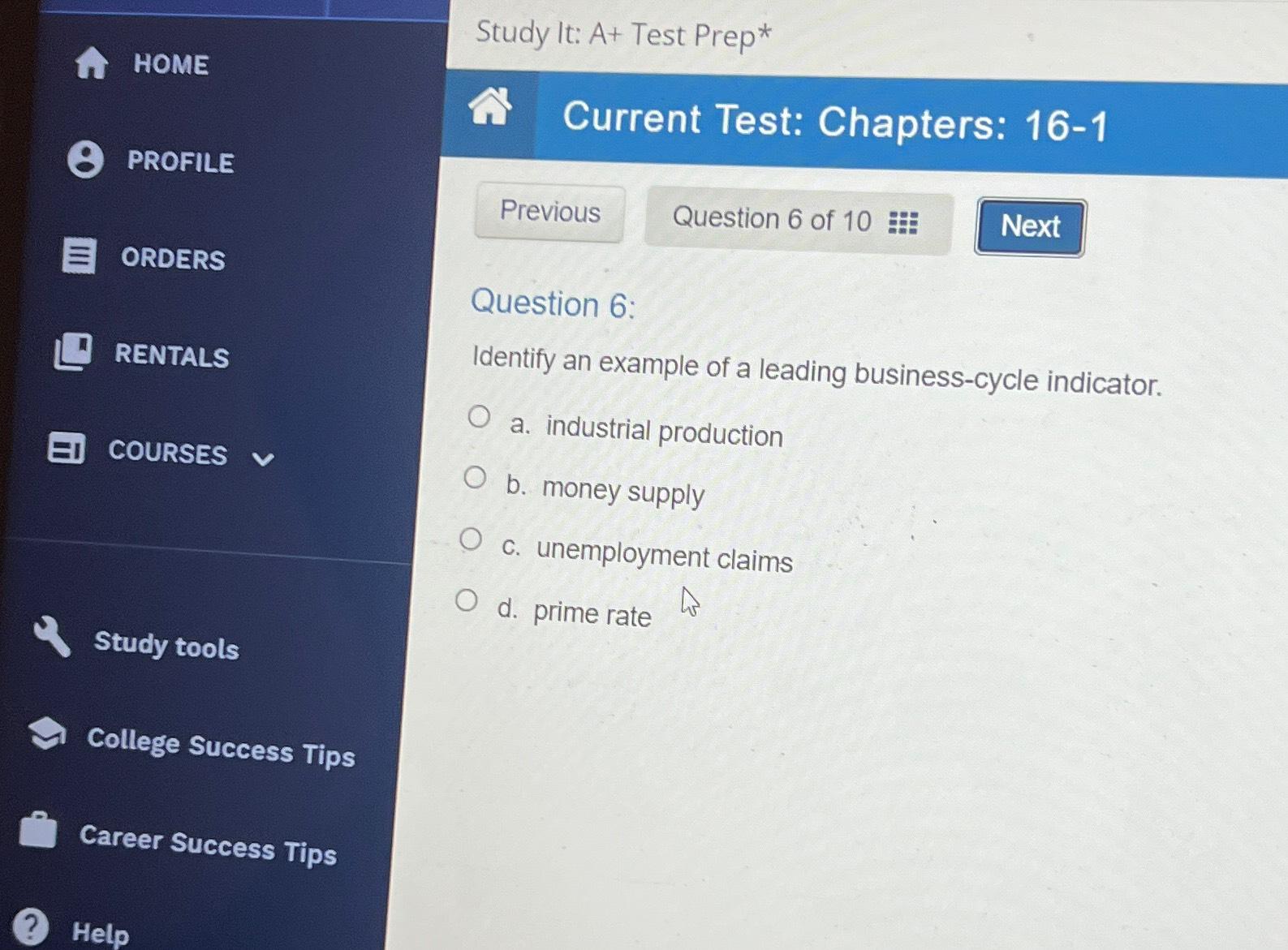 Solved Study It: A+ ﻿Test Prep*HOMECurrent Test: Chapters: | Chegg.com