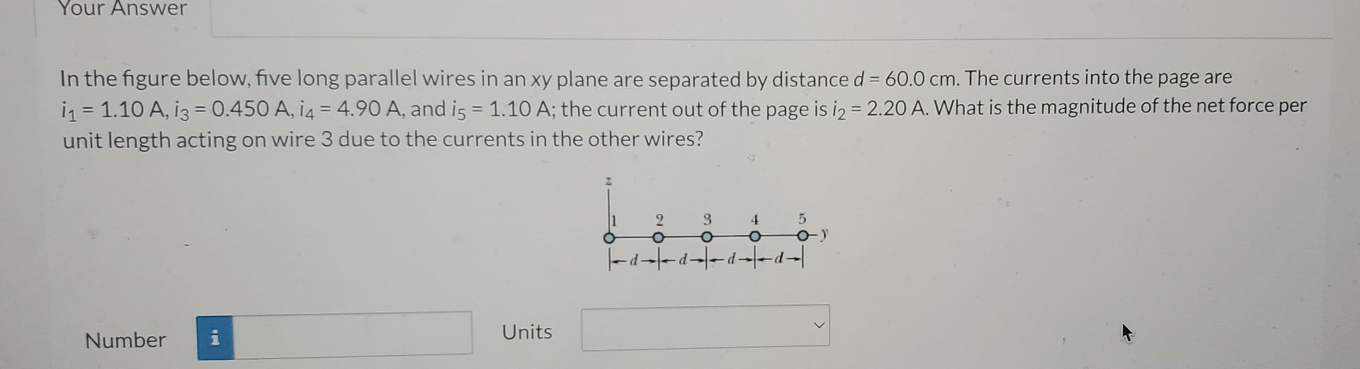 Solved In the figure below, five long parallel wires in an