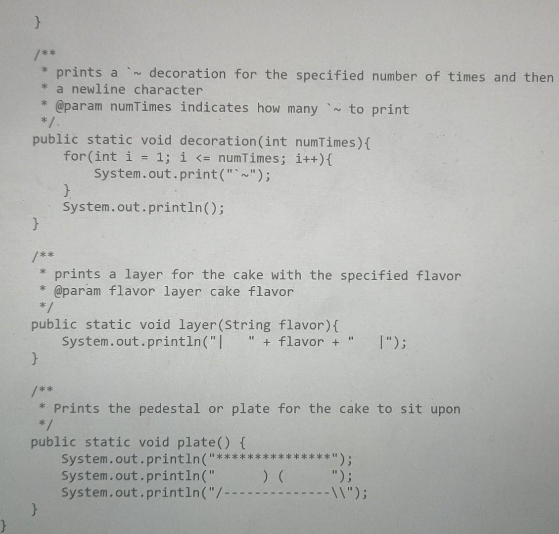 Solved Complete the main method in the Cakes class shown | Chegg.com