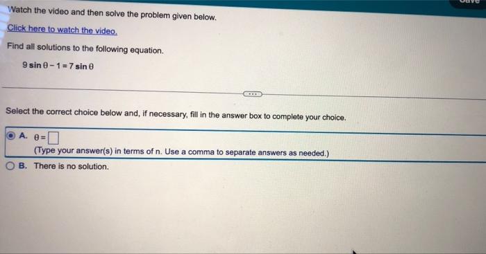Solved une Watch the video and then solve the problem given | Chegg.com