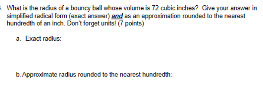 Bouncing Ball Radium Solved What is the radius of a bouncy ball whose volume is | Chegg.com