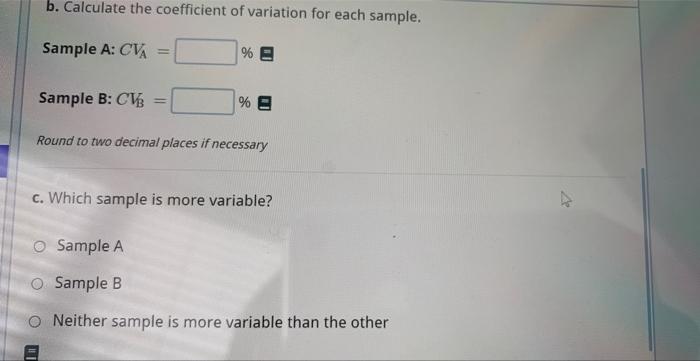 Solved Given Samples A And B Below, A. Calculate The Mean | Chegg.com