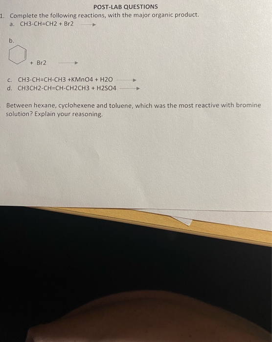 Solved POST-LAB QUESTIONS 1. Complete The Following | Chegg.com