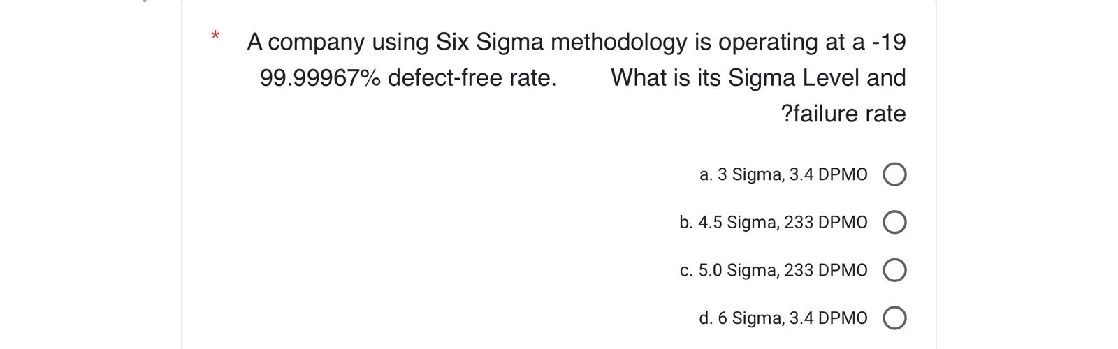 Solved A company using Six Sigma methodology is operating at | Chegg.com
