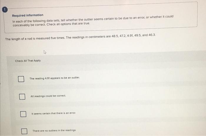 Solved Required information In each of the following data | Chegg.com