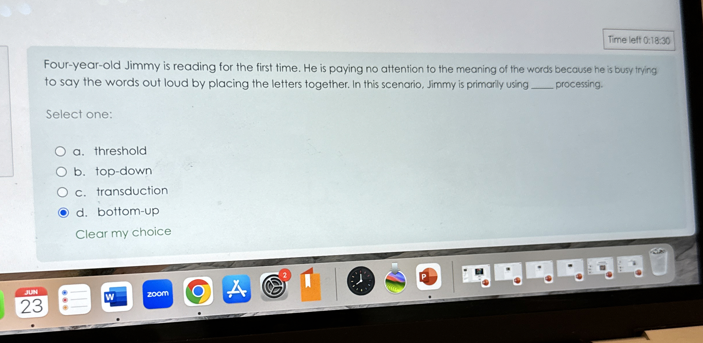 Solved Time left 0:18:30Four-year-old Jimmy is reading for | Chegg.com