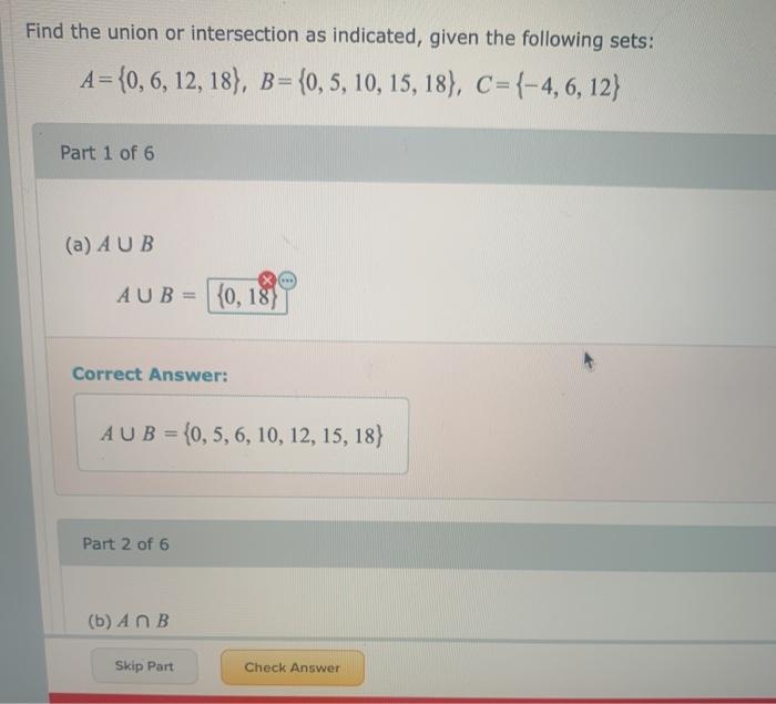 Solved Find The Union Or Intersection As Indicated, Given | Chegg.com