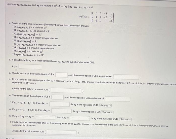 Solved Suppose A1a2a3a4 And A5 Are Vectors In 9327