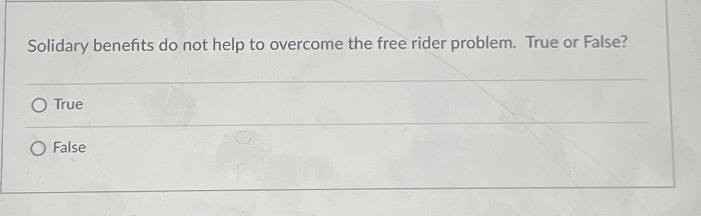 Solved Solidary benefits do not help to the free