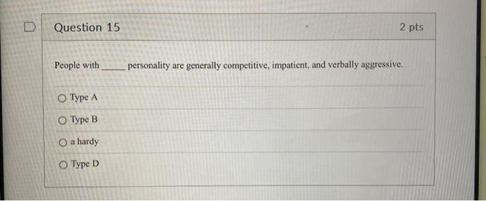 Solved People with personality are generally competitive, | Chegg.com