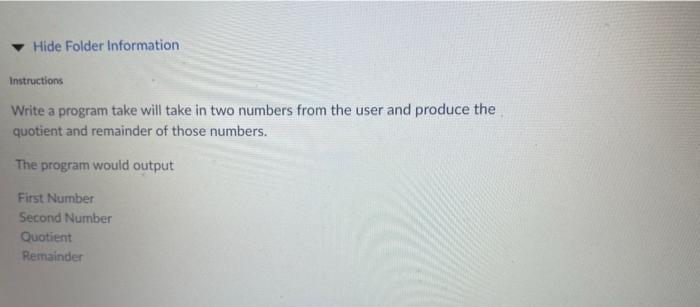 Solved Hide Folder Information Instructions Write a program | Chegg.com