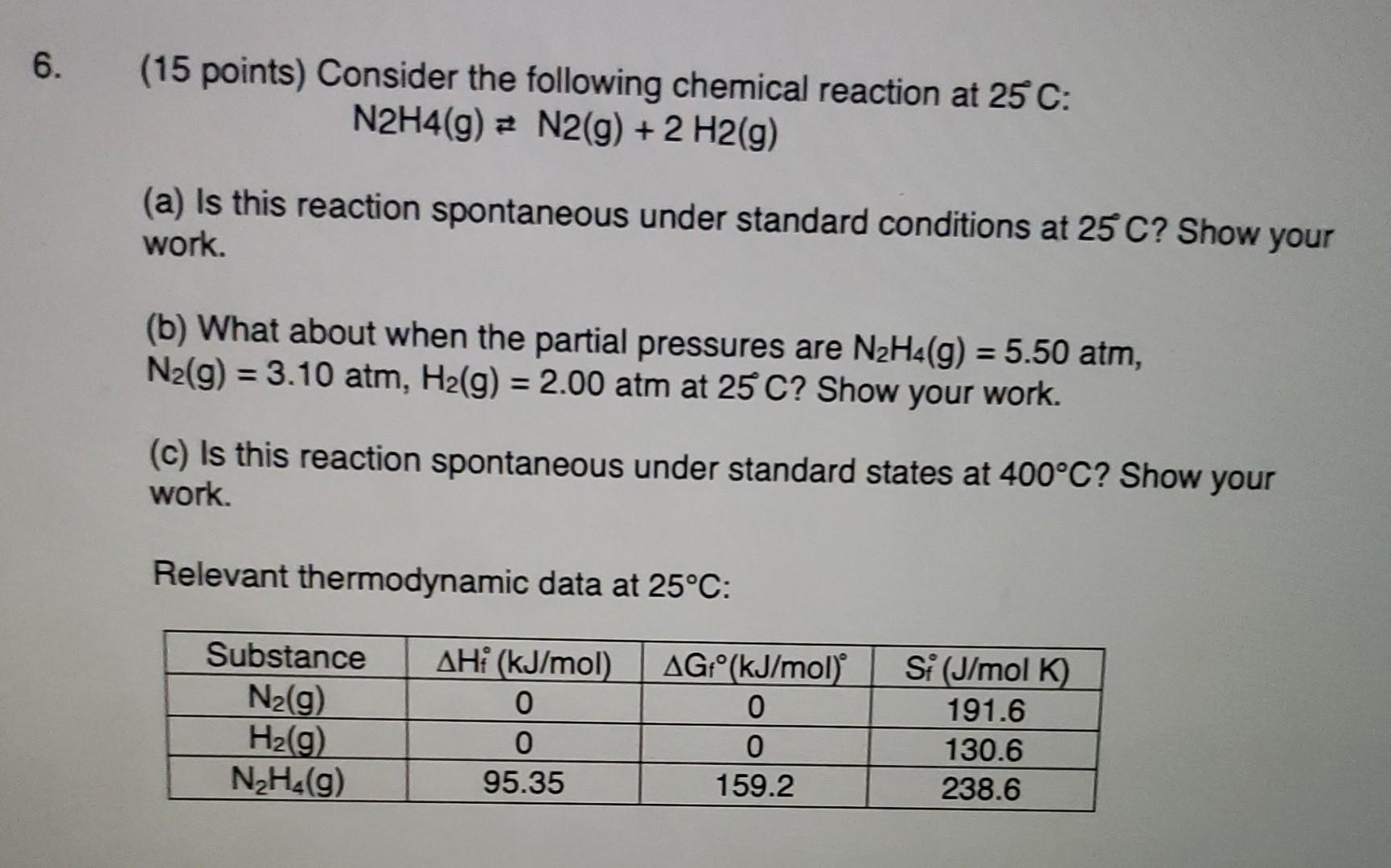 Solved (15 points) Consider the following chemical reaction | Chegg.com