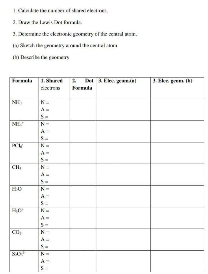 Solved 1. Calculate the number of shared electrons. 2. Draw | Chegg.com