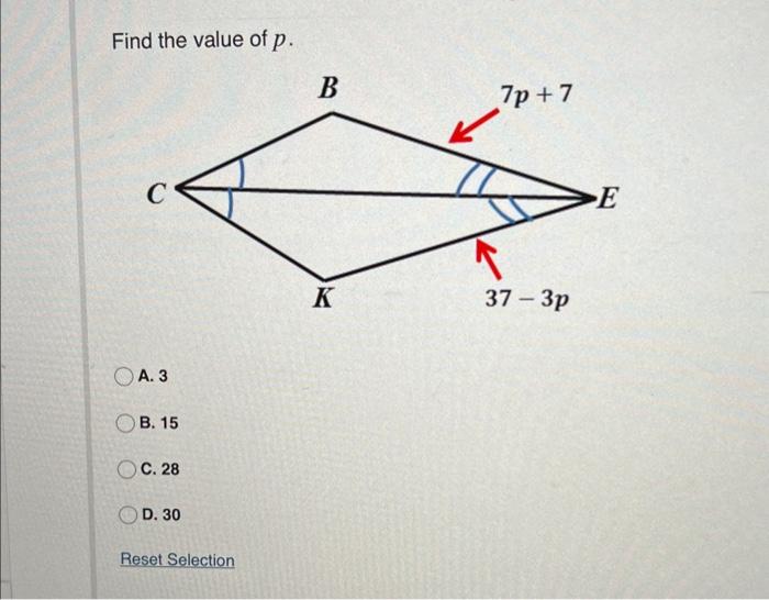 Solved Find The Value Of P. A. 3 B. 15 C. 28 D. 30 