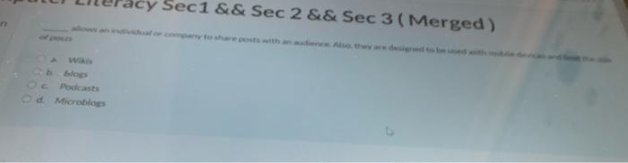 Solved Sec1 && Sec 2 && Sec 3 (Merged) Microblog | Chegg.com