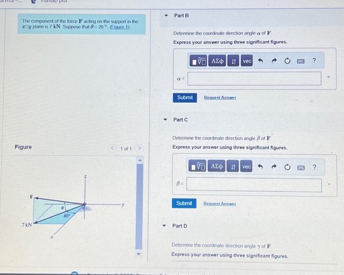 Solved The component of the force F acting on the support in | Chegg.com