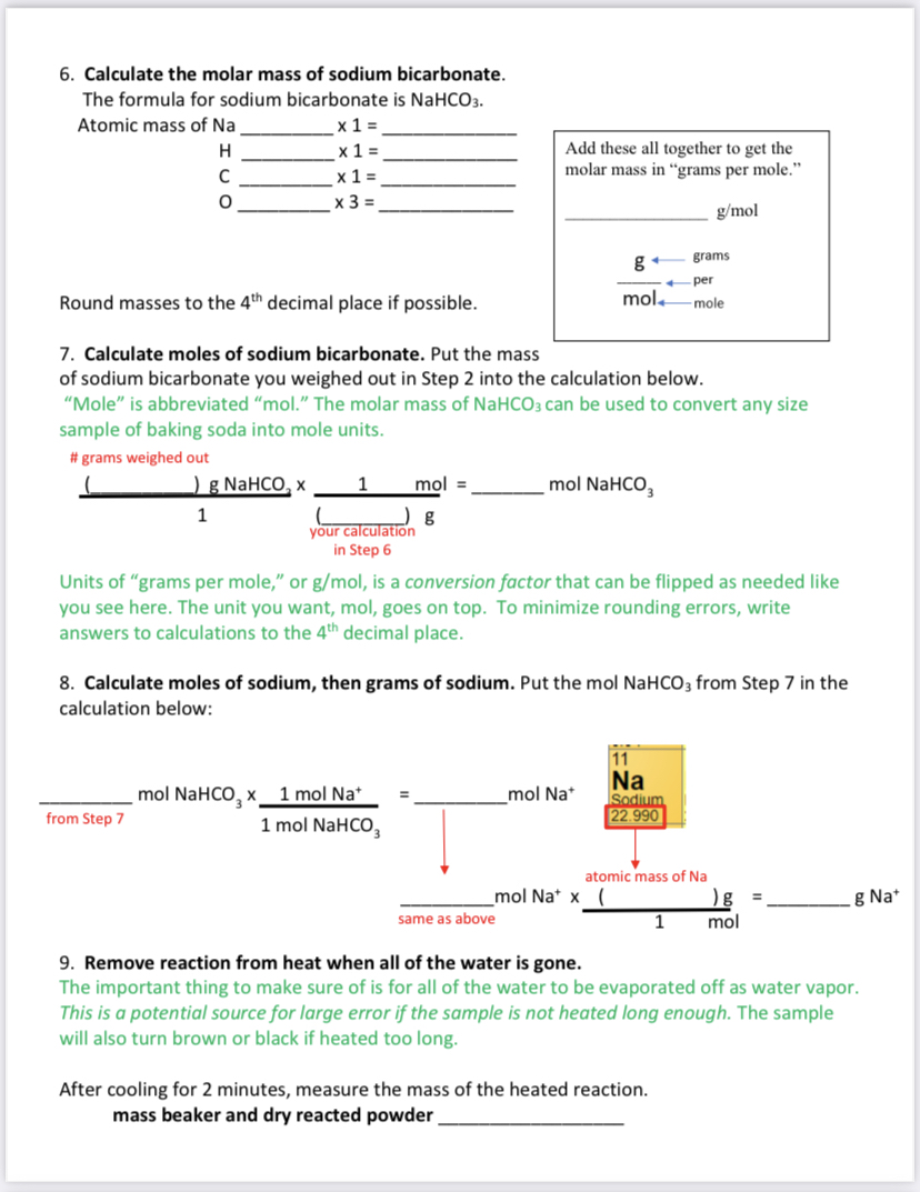 calculate the molar mass of sodium bicarbonate nahco3