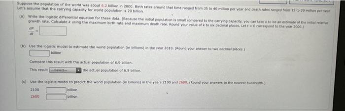 Solved Suppose the population of the world was about obition | Chegg.com