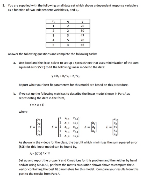 Solved 3. You are supplied with the following small data set | Chegg.com