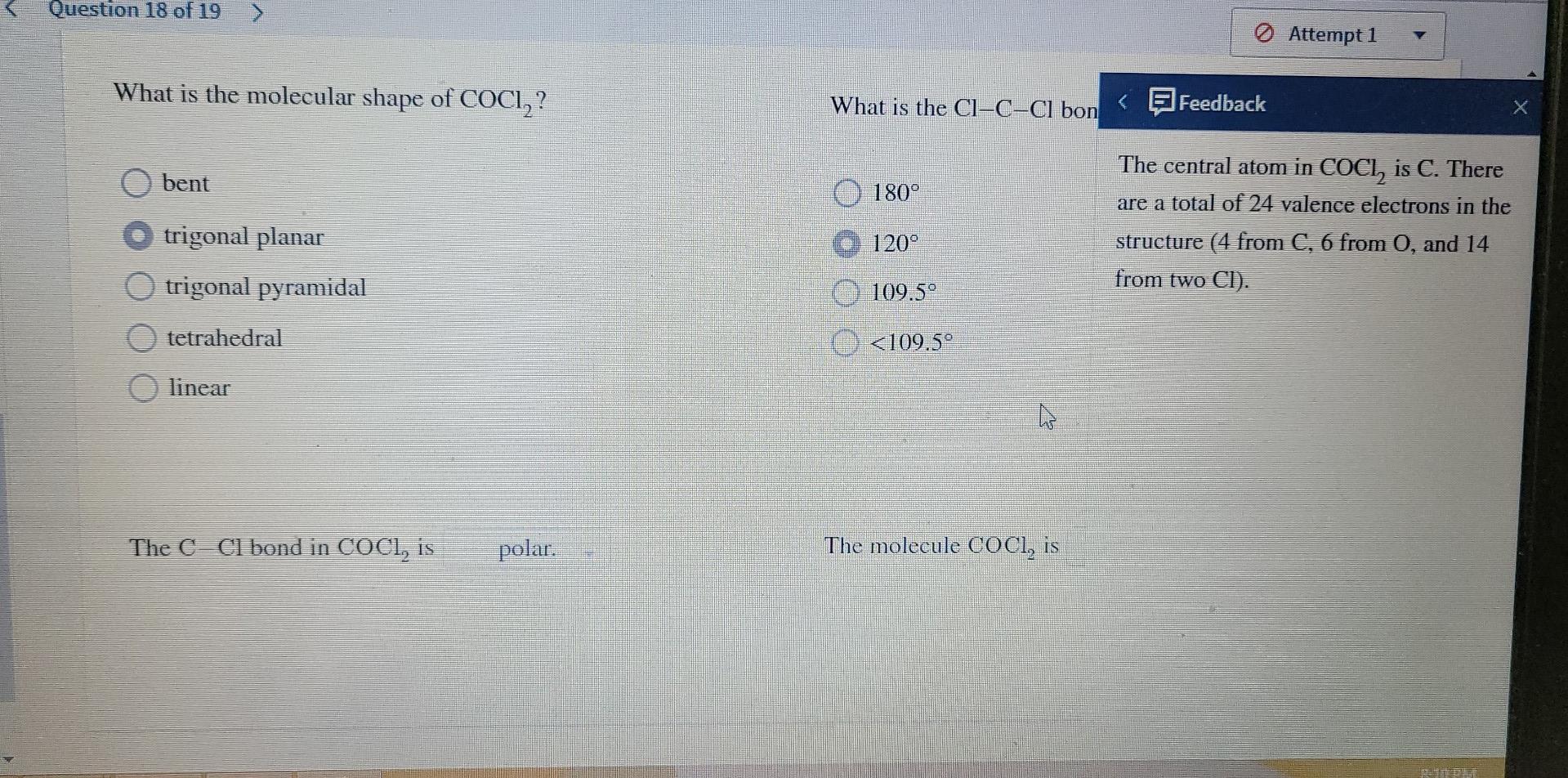 Solved Question 18 of 19 What is the molecular shape of | Chegg.com