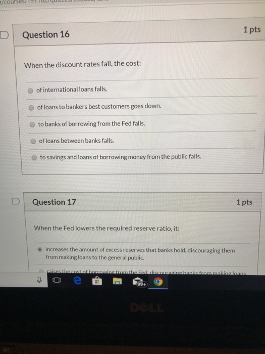 Solved /courses 1 pts Question 16 When the discount rates | Chegg.com