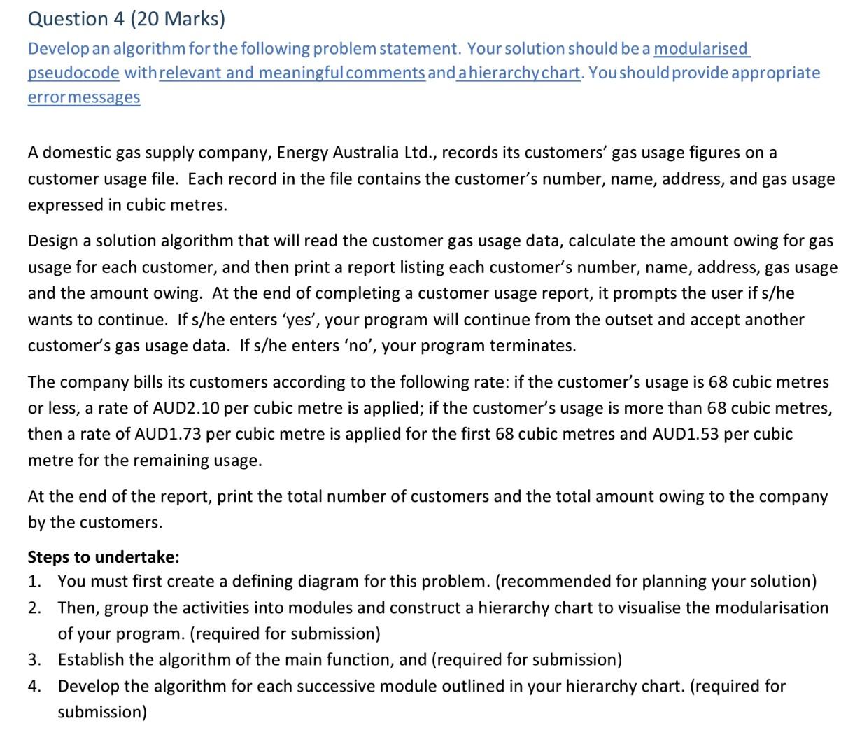 Solved Question 4 (20 Marks) Develop an algorithm for the | Chegg.com