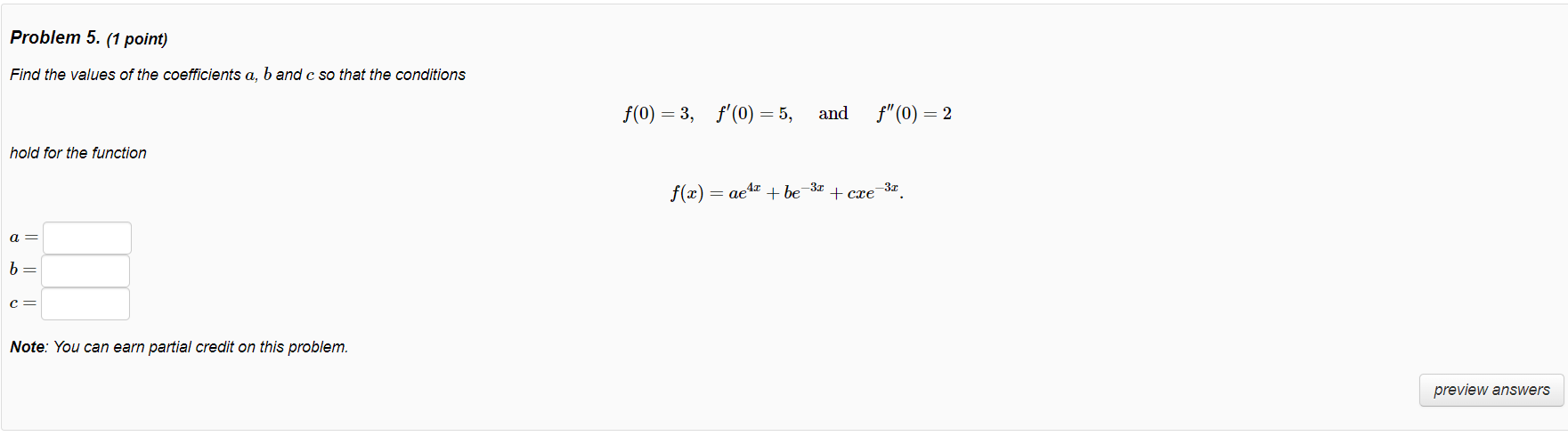 Solved Problem 5. (1 ﻿point)Find The Values Of The | Chegg.com