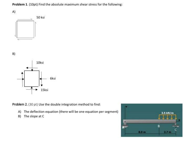 Solved Problem 1. (10pt) Find the absolute maximum shear | Chegg.com