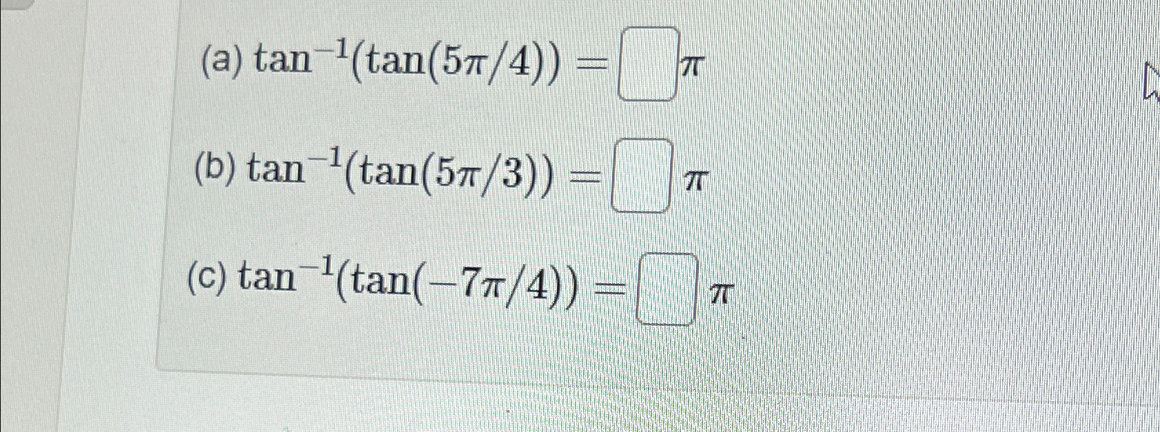 tan 1 of pi 4