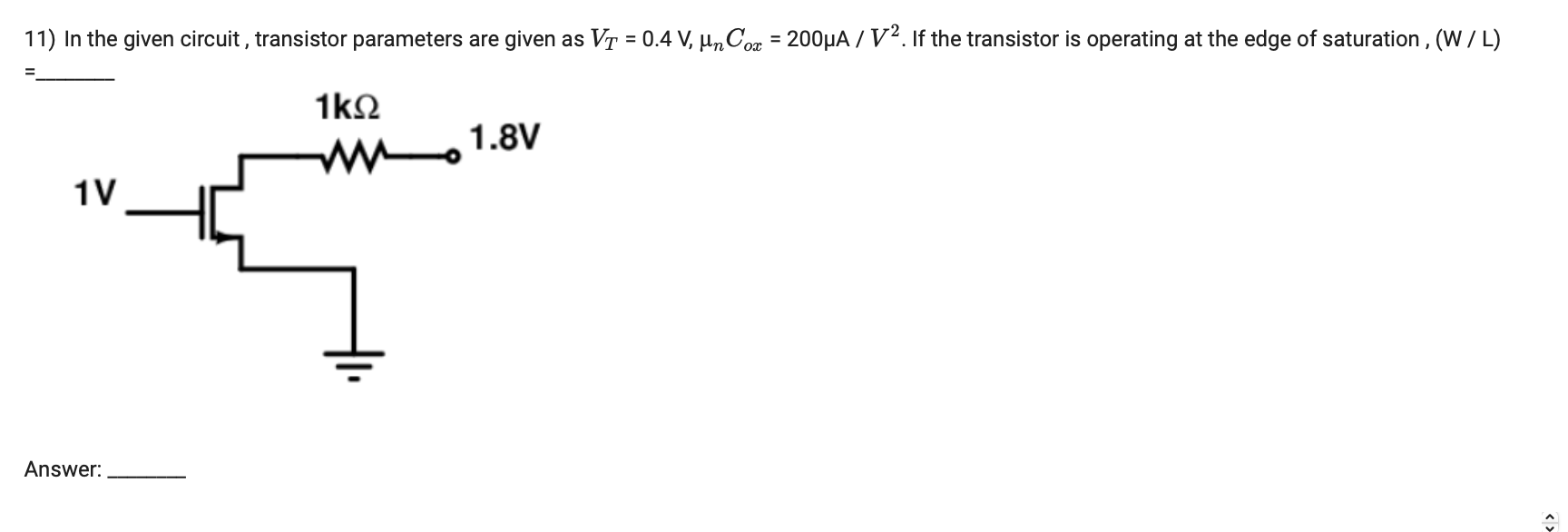 Solved In the given circuit, transistor parameters are given | Chegg.com