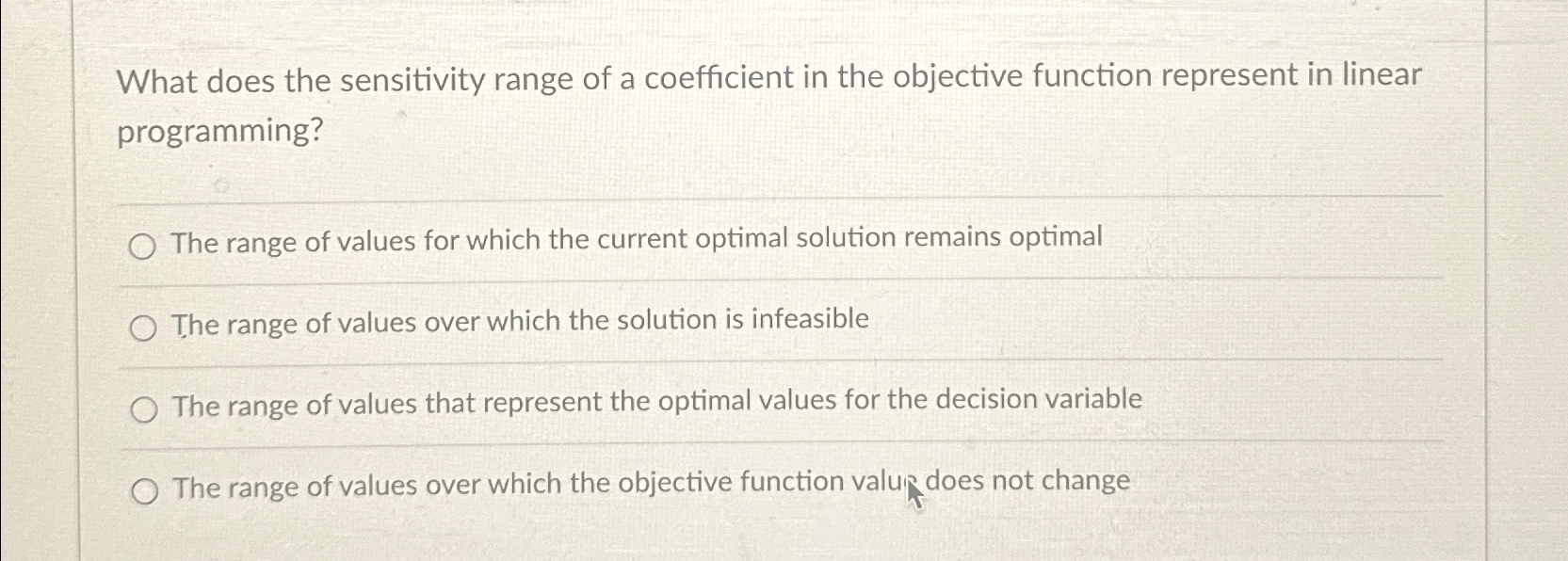 Solved What Does The Sensitivity Range Of A Coefficient In Chegg