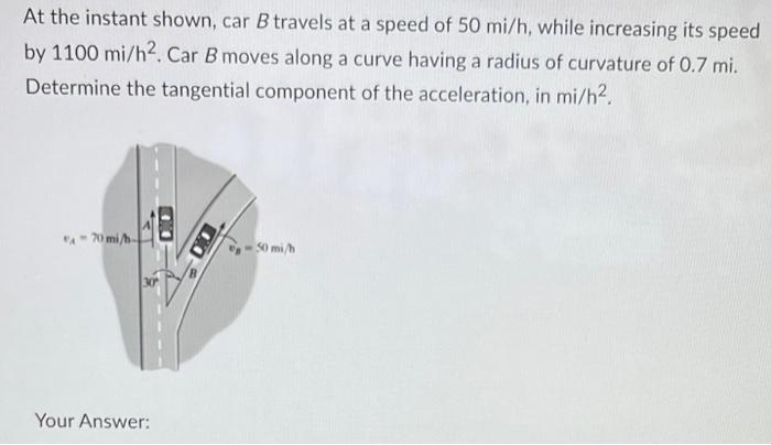 Solved At the instant shown, car B travels at a speed of | Chegg.com