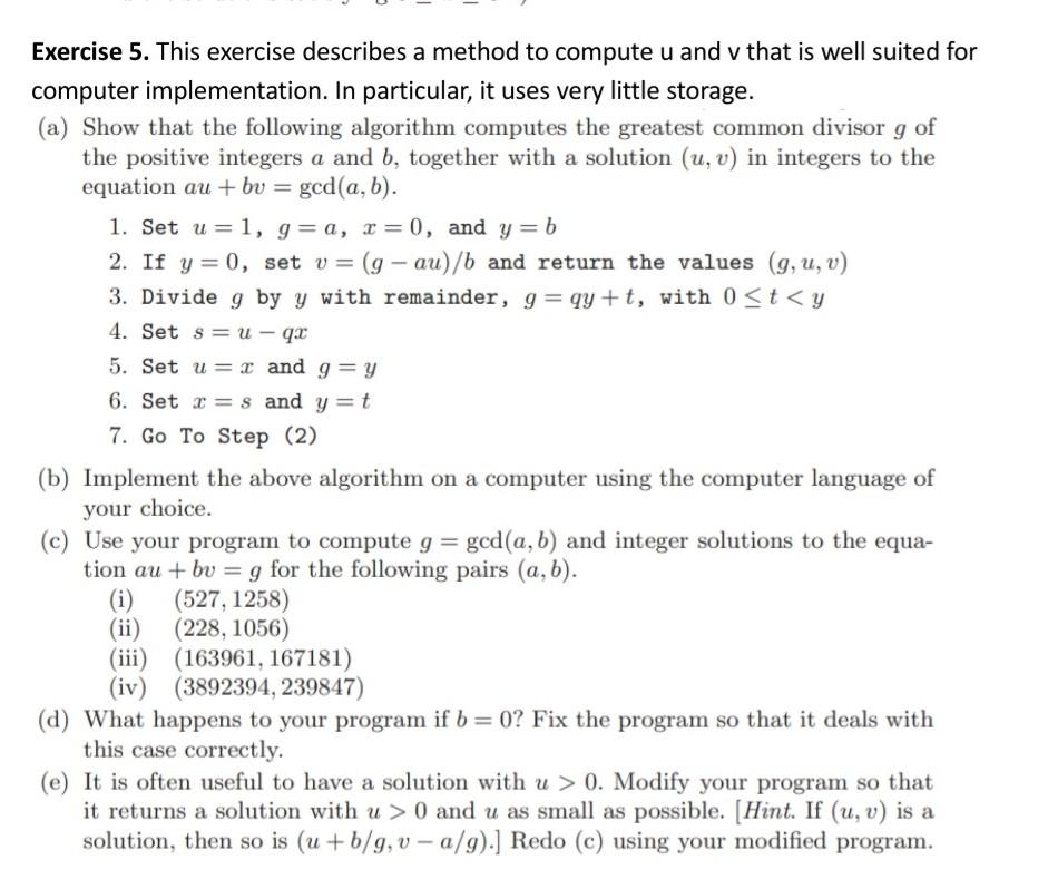 Solved Exercise 5. This exercise describes a method to | Chegg.com