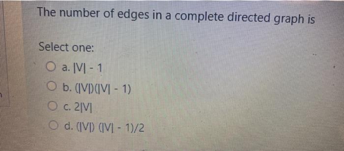 Solved The Number Of Edges In A Complete Directed Graph I Chegg Com