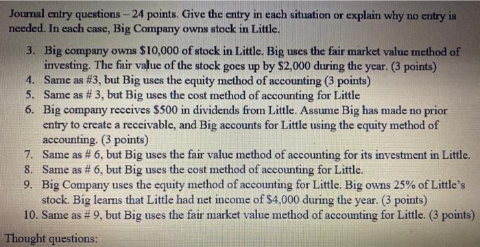 Solved Journal entry questions - 24 points. Give the entry | Chegg.com