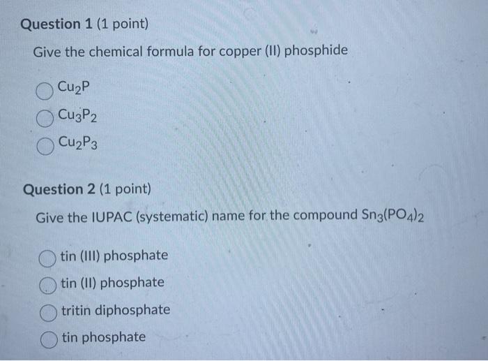 Solved 1-Give the chemical formula for copper (II) | Chegg.com