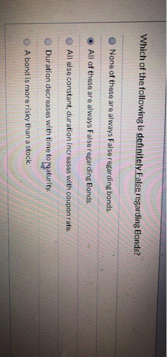 Solved Which of the following is definitely False regarding | Chegg.com