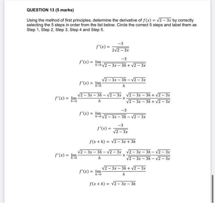 Solved QUESTION 13 (5 marks) Using the method of first | Chegg.com